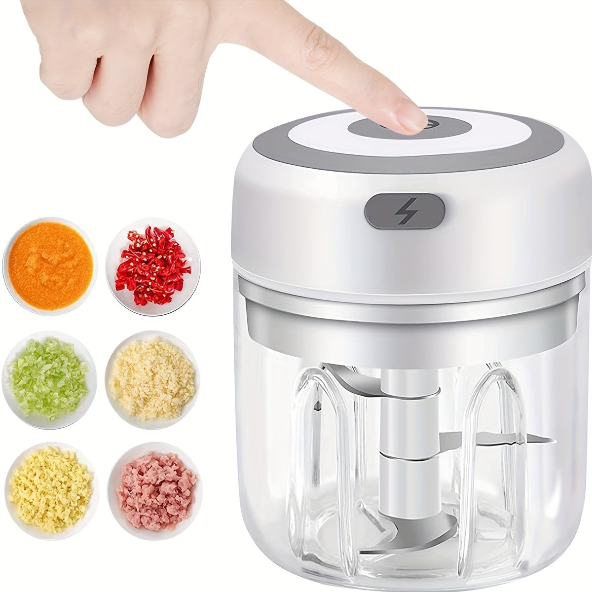 Wireless Mini Food Chopper – 250ml USB Rechargeable Garlic & Veggie Grinder