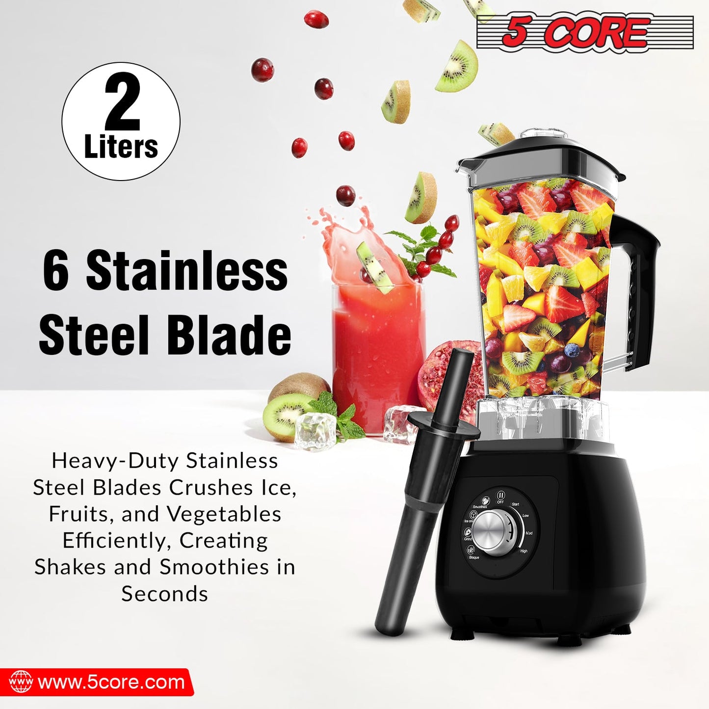 5Core 2000W Smoothie Blender – Heavy-Duty Juicer & Food Processor