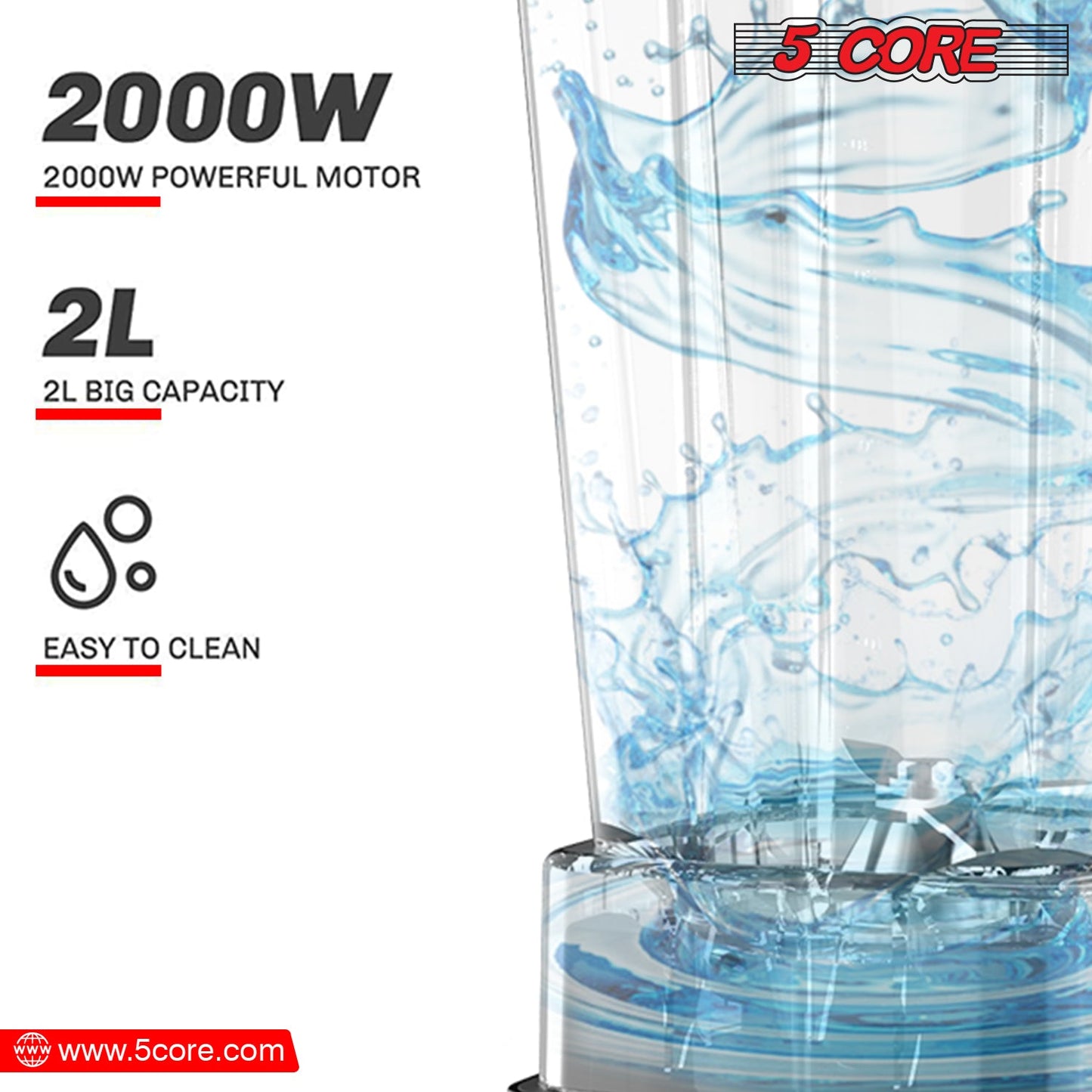 5Core 2000W Smoothie Blender – Heavy-Duty Juicer & Food Processor