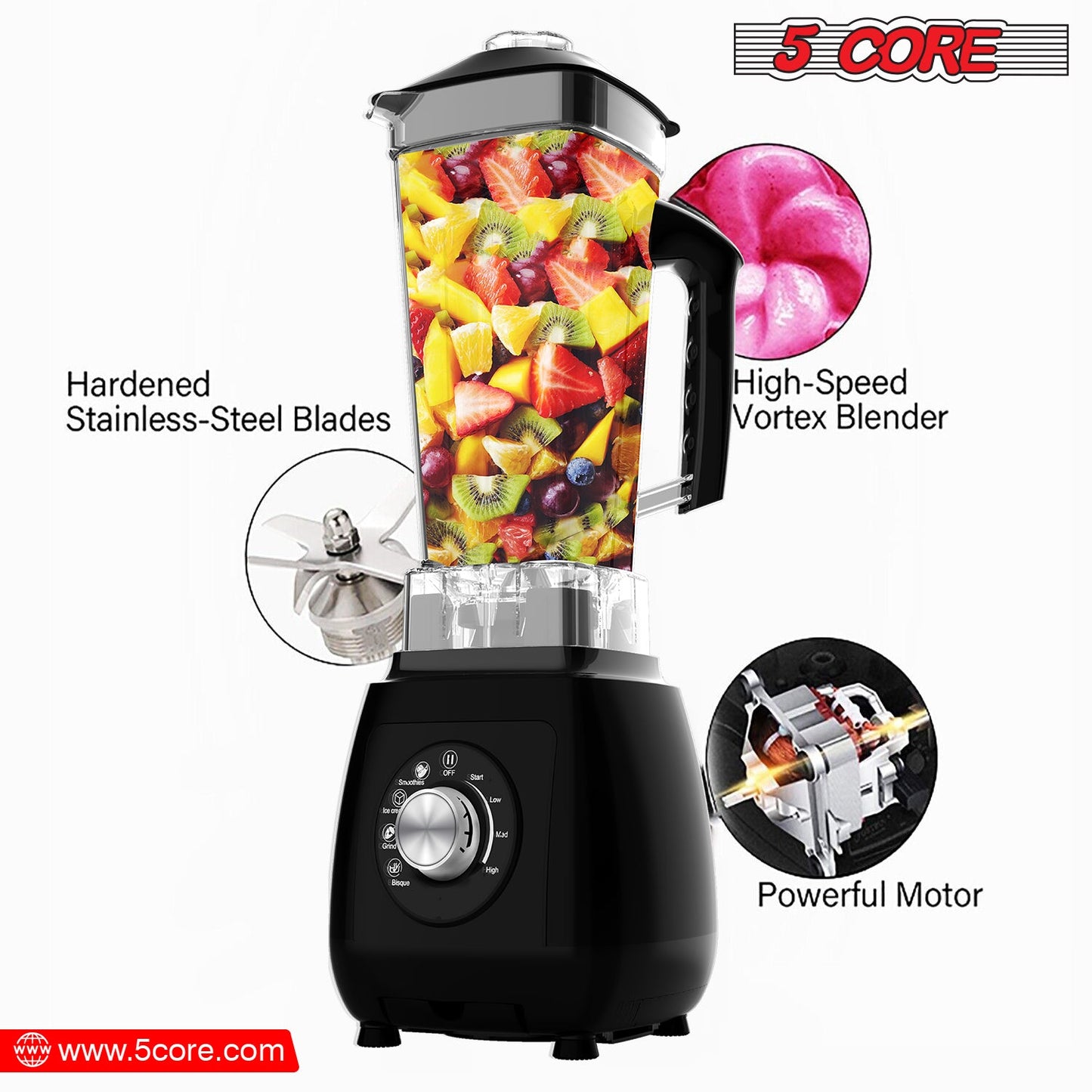 5Core 2000W Smoothie Blender – Heavy-Duty Juicer & Food Processor