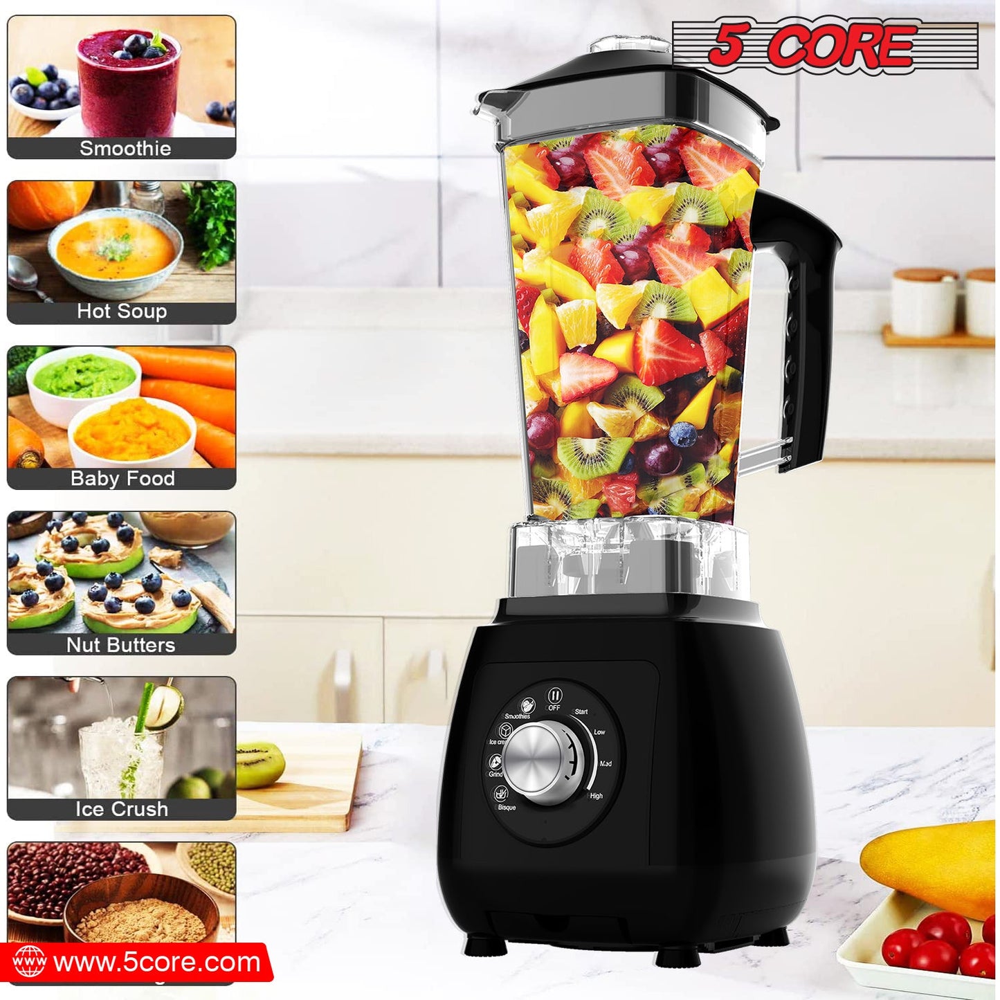 5Core 2000W Smoothie Blender – Heavy-Duty Juicer & Food Processor