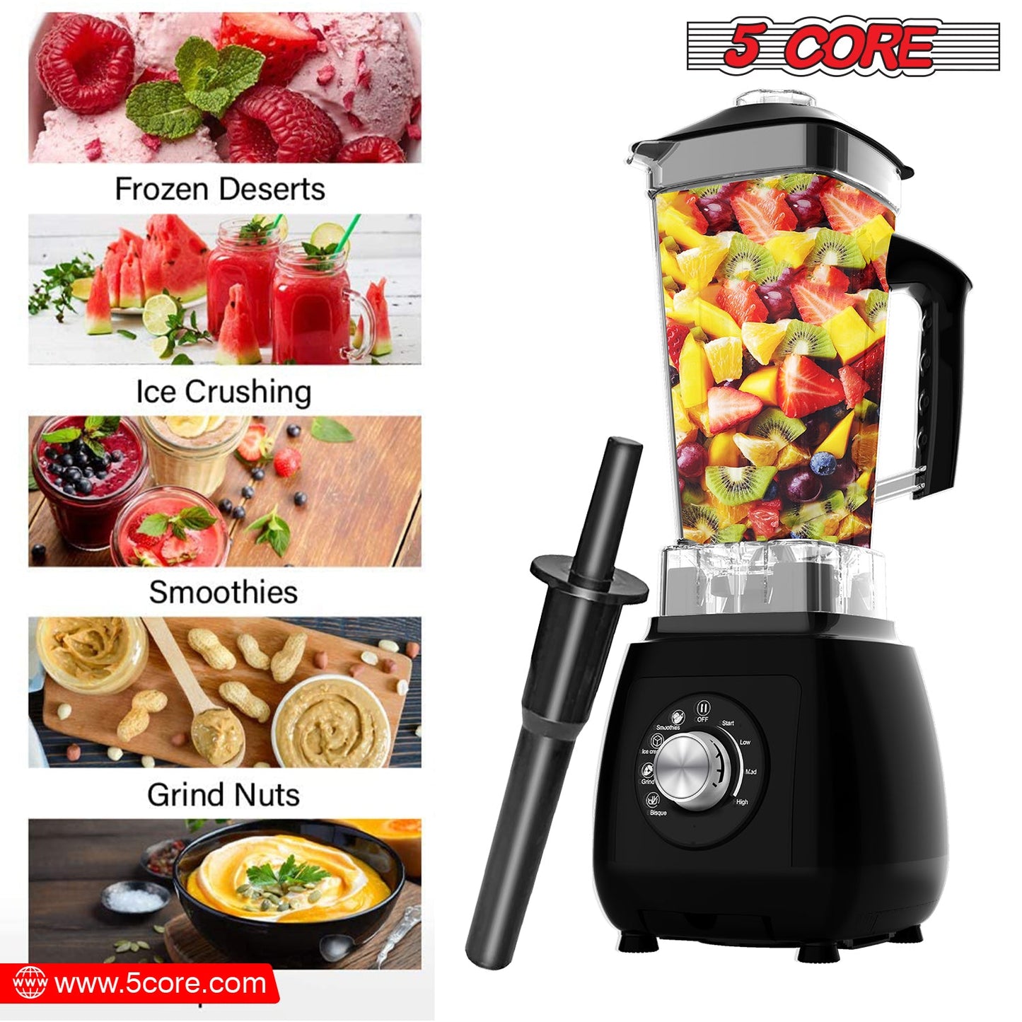 5Core 2000W Smoothie Blender – Heavy-Duty Juicer & Food Processor