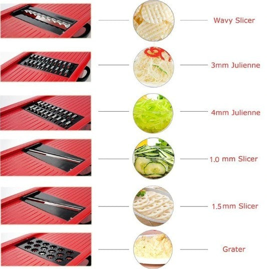 6-Blade Stainless Steel Vegetable Slicer & Mandoline Cutter