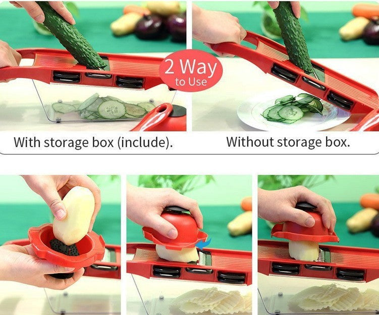 6-Blade Stainless Steel Vegetable Slicer & Mandoline Cutter